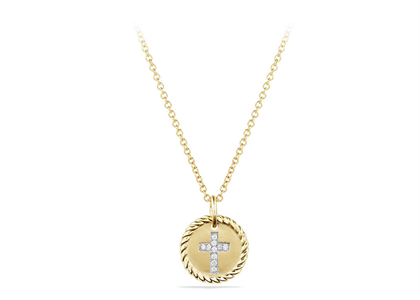 Gold Plated CZ Studded Twisted Round Cross Pendant